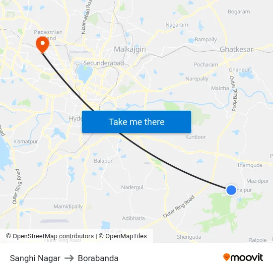 Sanghi Nagar to Borabanda map