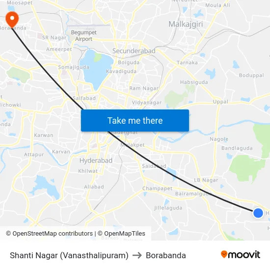 Shanti Nagar (Vanasthalipuram) to Borabanda map