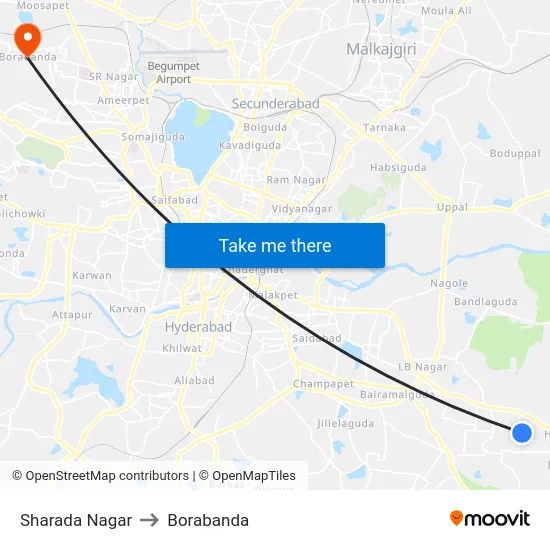 Sharada Nagar to Borabanda map