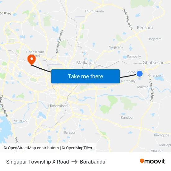 Singapur Township X Road to Borabanda map