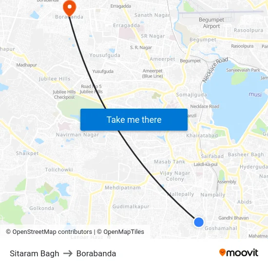 Sitaram Bagh to Borabanda map