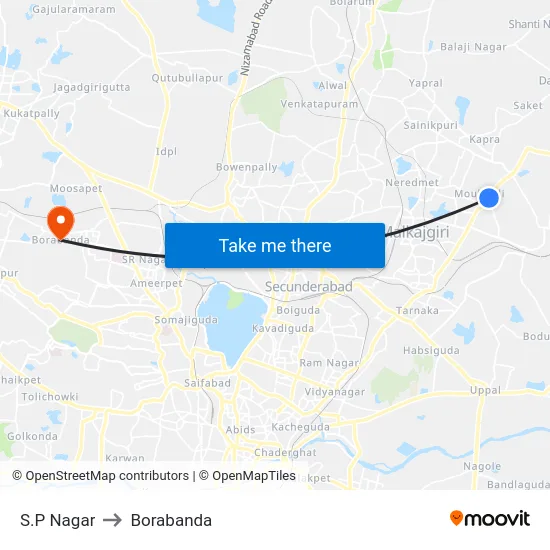 S.P Nagar to Borabanda map