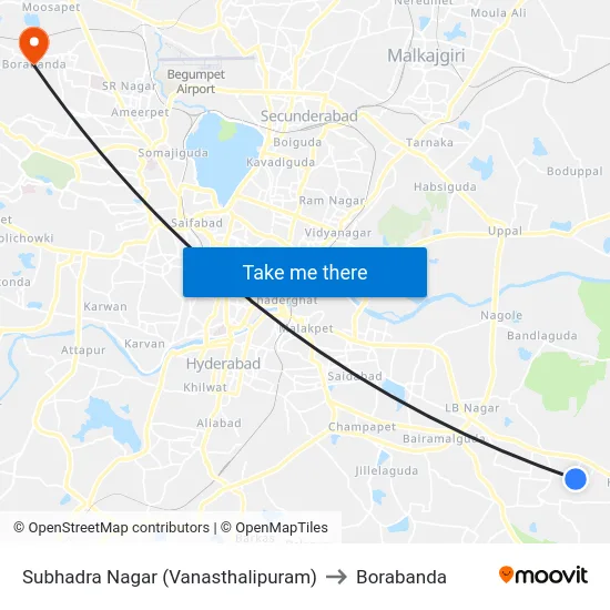Subhadra Nagar (Vanasthalipuram) to Borabanda map