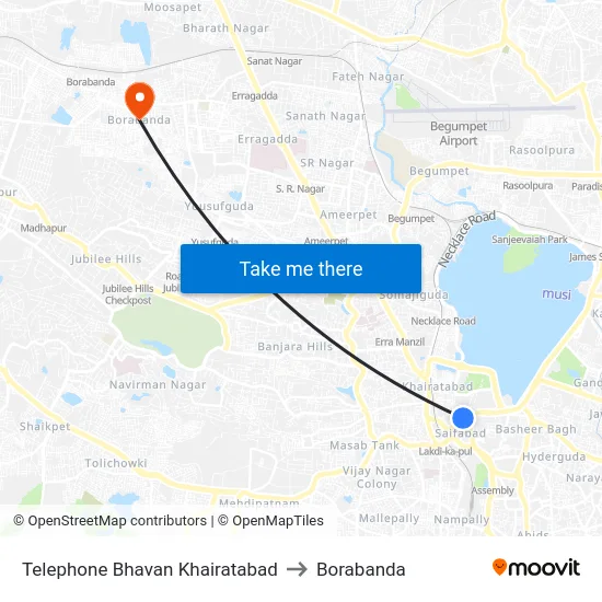 Telephone Bhavan Khairatabad to Borabanda map