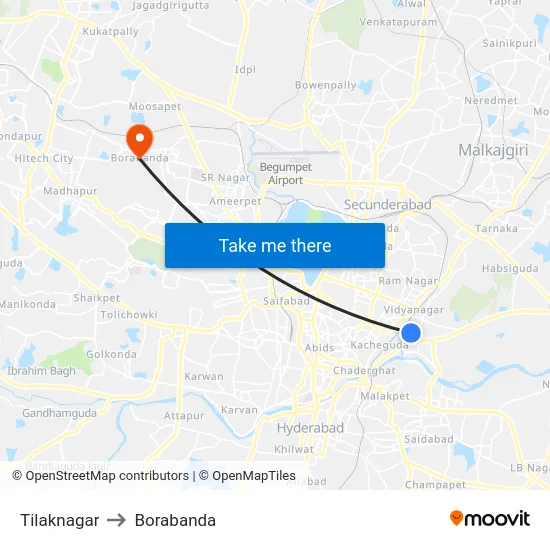 Tilaknagar to Borabanda map