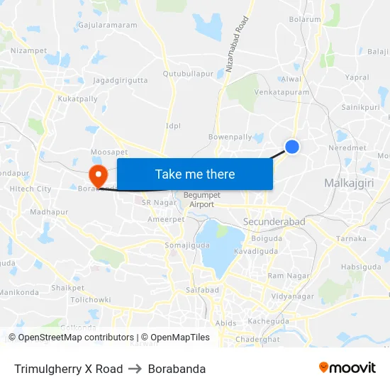 Trimulgherry X Road to Borabanda map