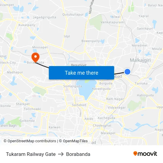 Tukaram Railway Gate to Borabanda map