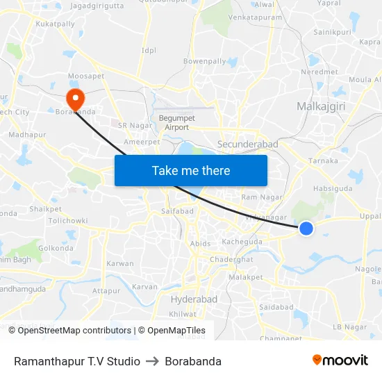 Ramanthapur T.V Studio to Borabanda map
