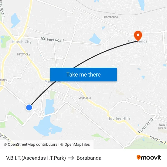V.B.I.T.(Ascendas I.T.Park) to Borabanda map