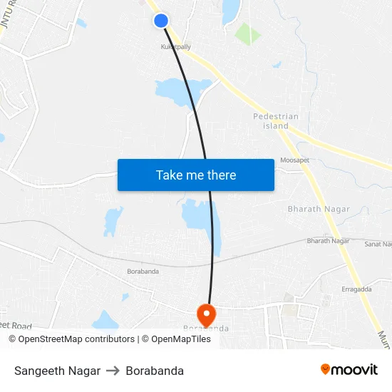 Sangeeth Nagar to Borabanda map