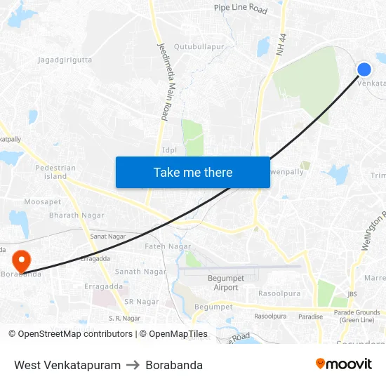 West Venkatapuram to Borabanda map