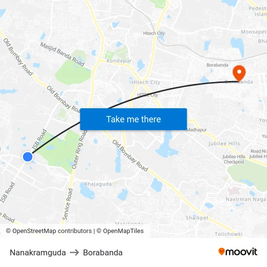 Nanakramguda to Borabanda map