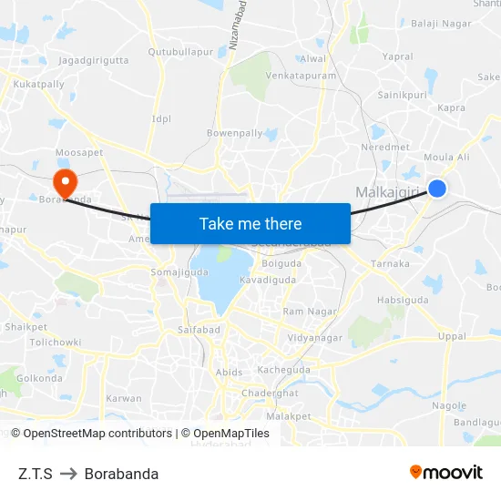 Z.T.S to Borabanda map