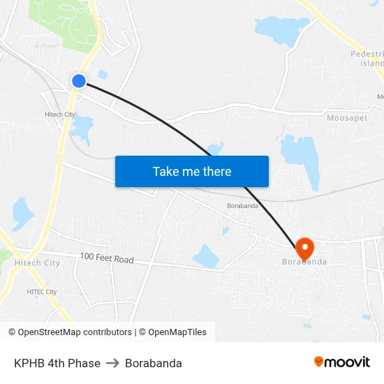 KPHB 4th Phase to Borabanda map