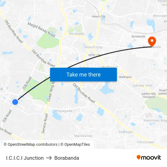I.C.I.C.I Junction to Borabanda map