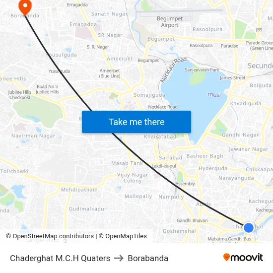Chaderghat M.C.H Quaters to Borabanda map