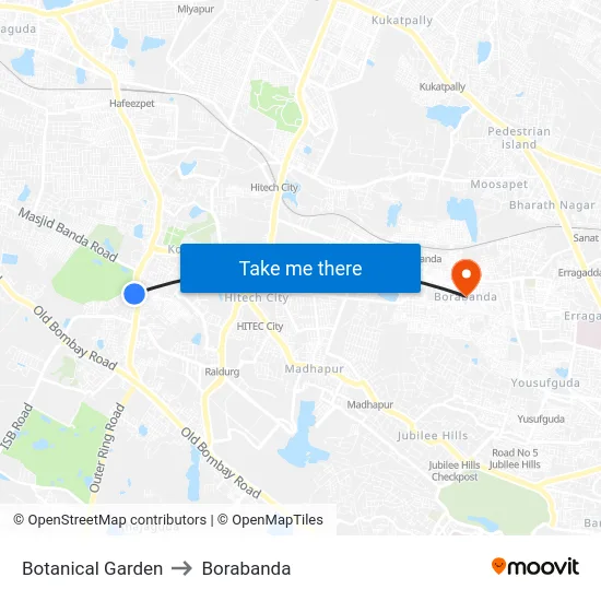 Botanical Garden to Borabanda map