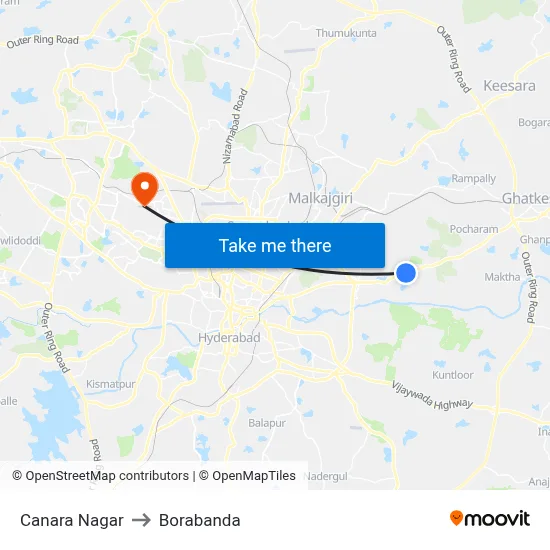 Canara Nagar to Borabanda map