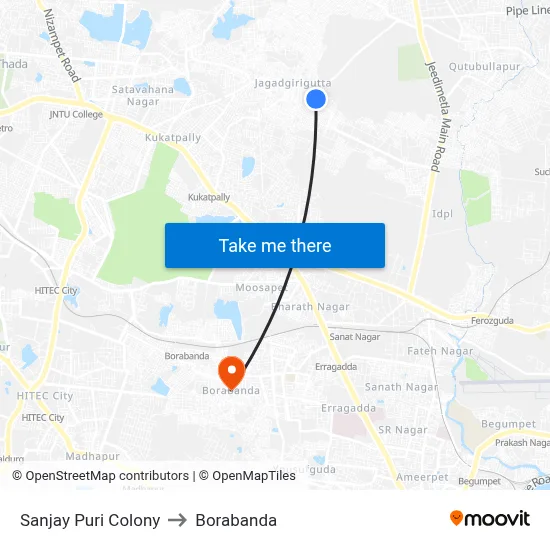 Sanjay Puri Colony to Borabanda map
