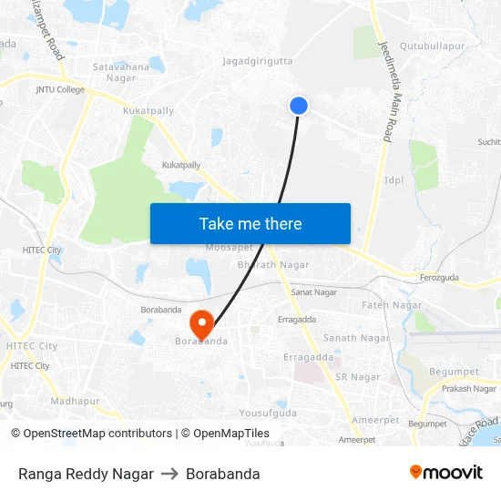 Ranga Reddy Nagar to Borabanda map