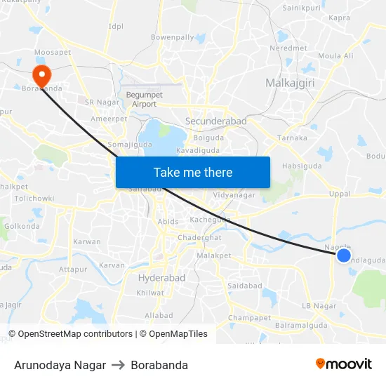 Arunodaya Nagar to Borabanda map
