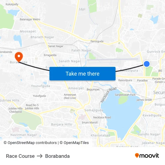 Race Course to Borabanda map