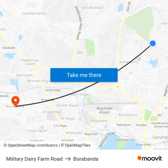 Military Dairy Farm Road to Borabanda map