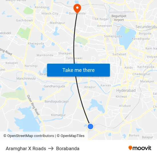 Aramghar X Roads to Borabanda map