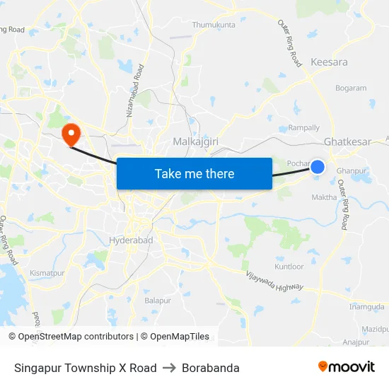 Singapur Township X Road to Borabanda map