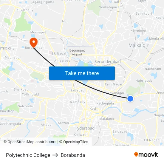 Polytechnic College to Borabanda map