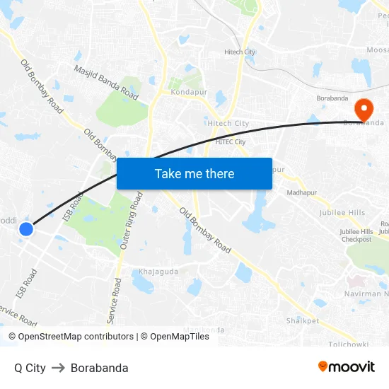 Q City to Borabanda map