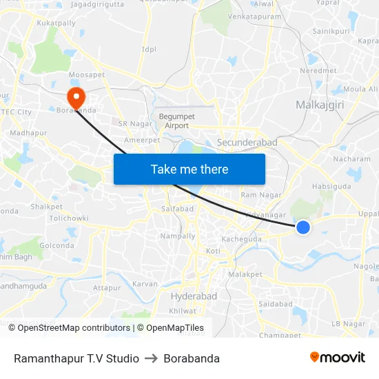 Ramanthapur T.V Studio to Borabanda map