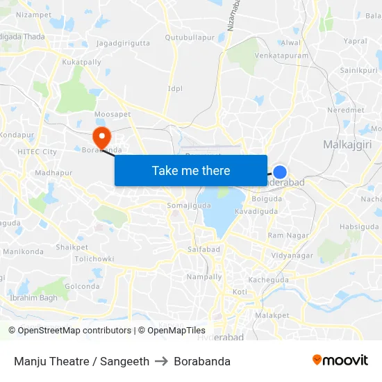 Manju Theatre / Sangeeth to Borabanda map