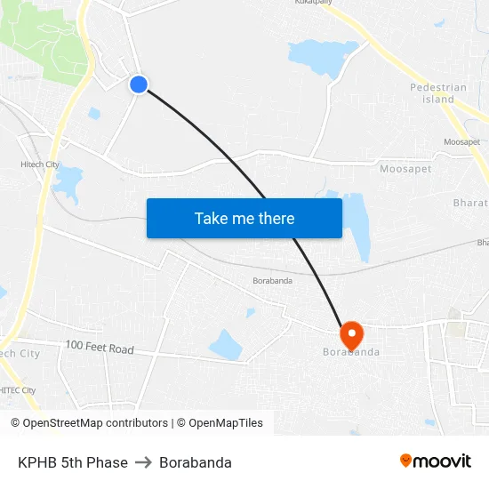 KPHB 5th Phase to Borabanda map