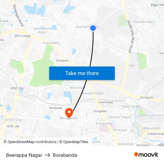Beerappa Nagar to Borabanda map