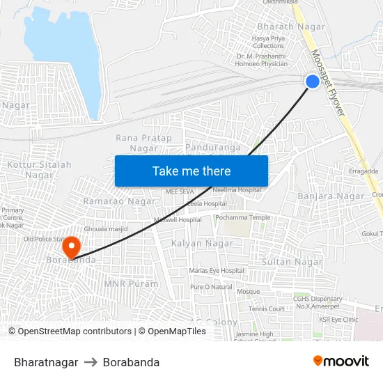 Bharatnagar to Borabanda map