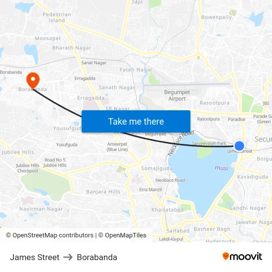 James Street to Borabanda map