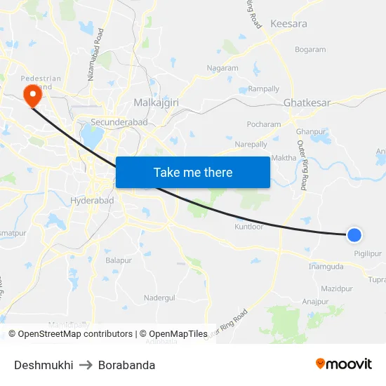 Deshmukhi to Borabanda map