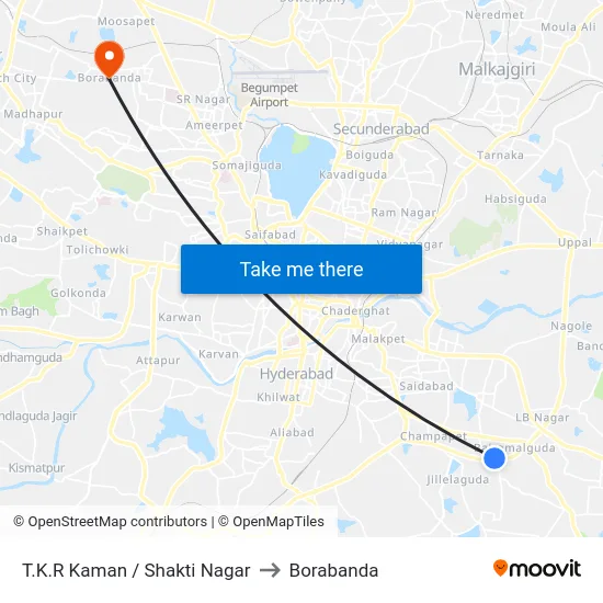 T.K.R Kaman / Shakti Nagar to Borabanda map