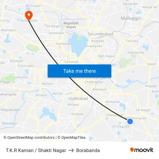 T.K.R Kaman / Shakti Nagar to Borabanda map