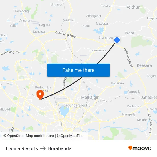 Leonia Resorts to Borabanda map