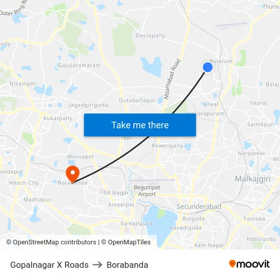 Gopalnagar X Roads to Borabanda map