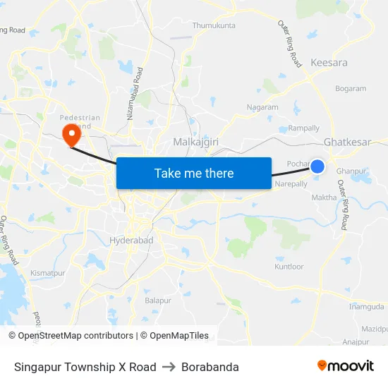 Singapur Township X Road to Borabanda map