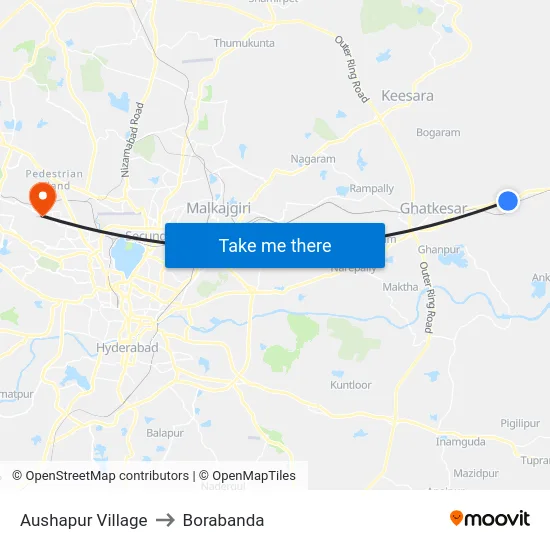 Aushapur Village to Borabanda map