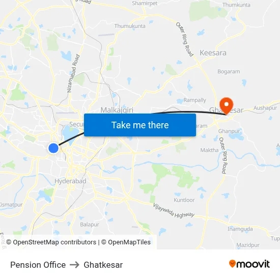 Pension Office to Ghatkesar map