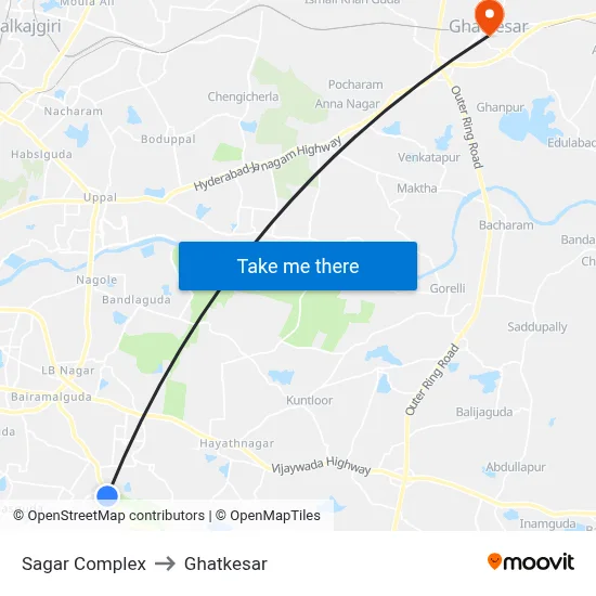 Sagar Complex to Ghatkesar map