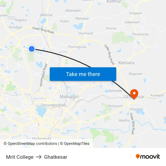 Mrit College to Ghatkesar map