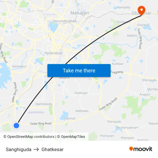 Sanghiguda to Ghatkesar map