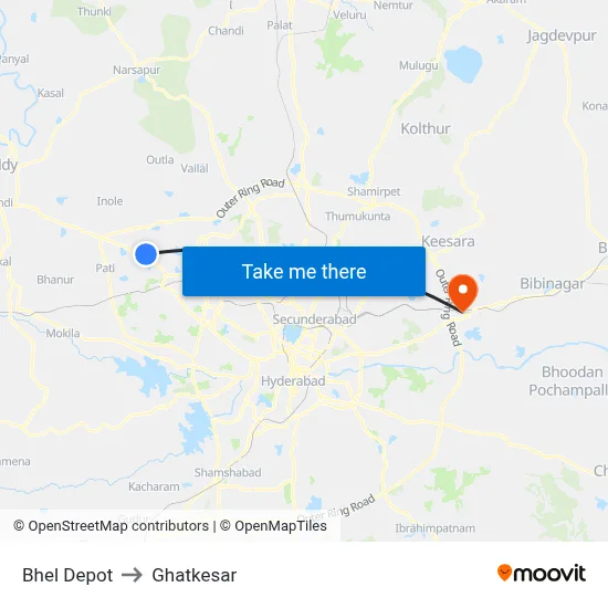 Bhel Depot to Ghatkesar map