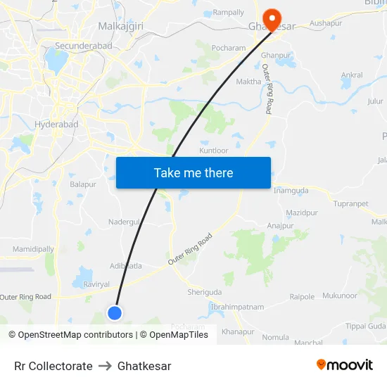 Rr Collectorate to Ghatkesar map